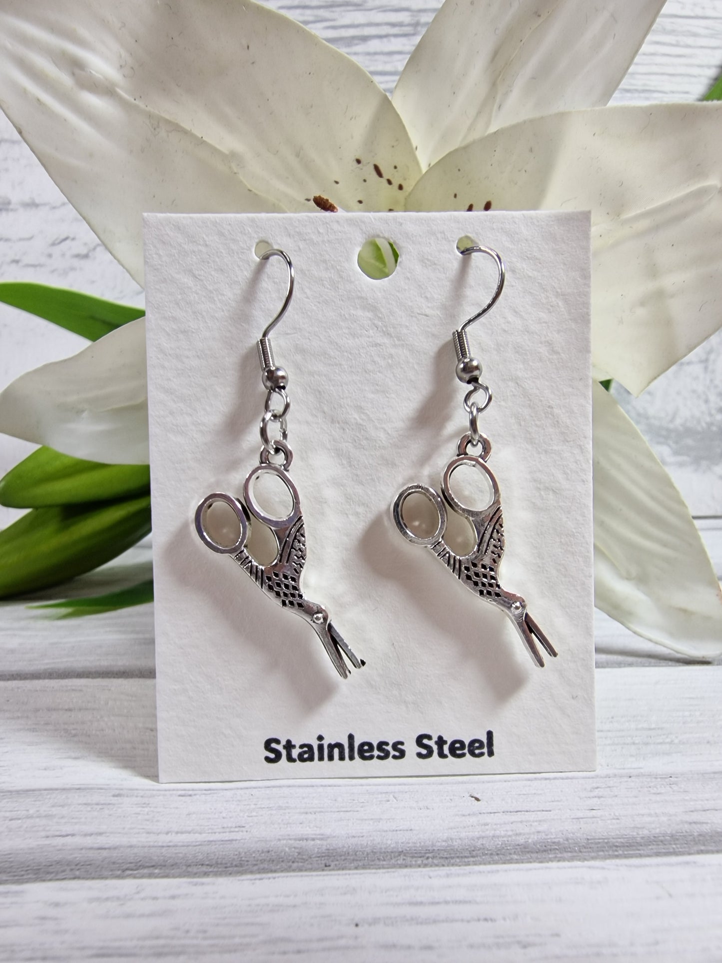 Decorative Scissor Silver Colour Earring pair (select option)