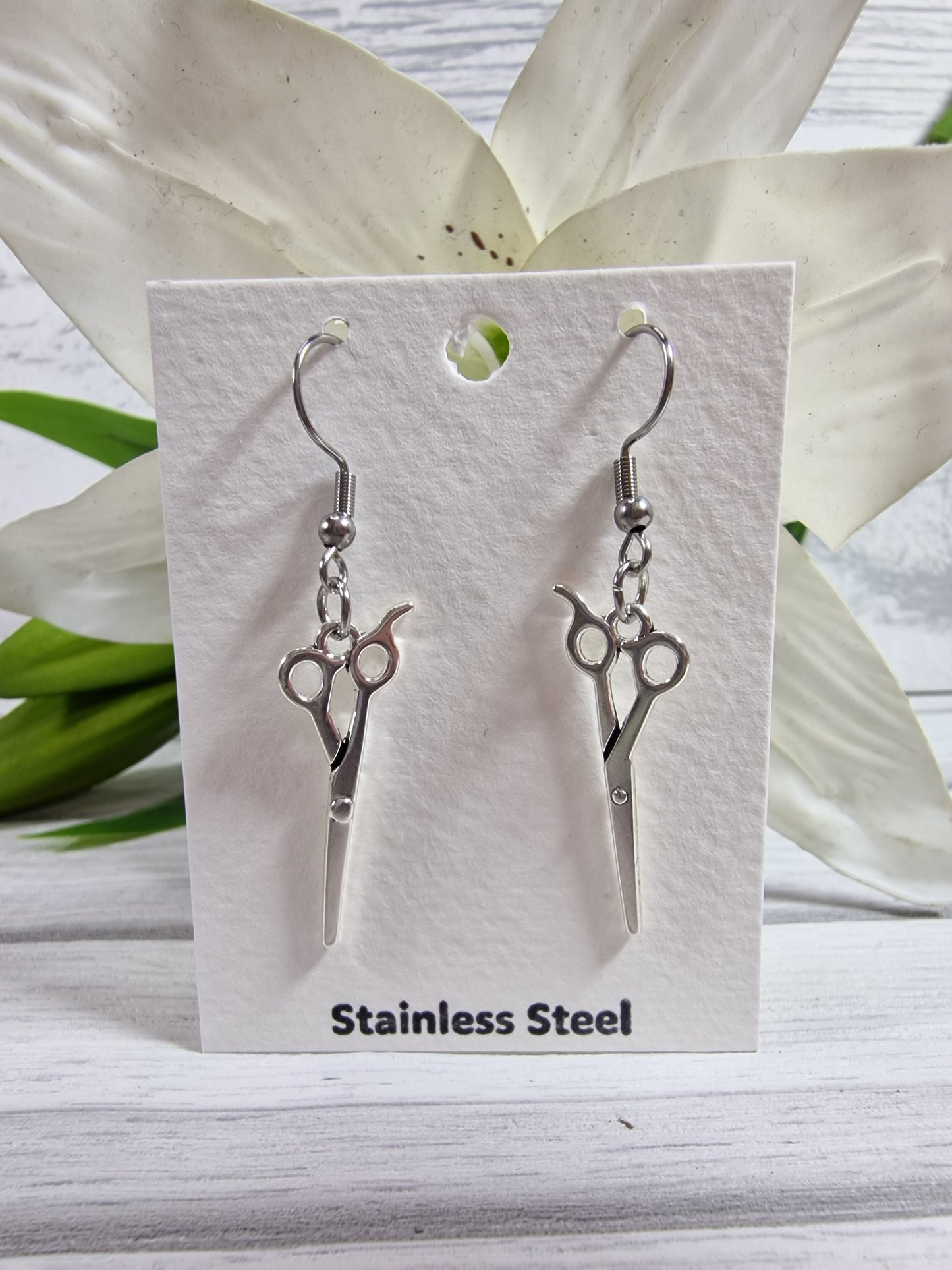 Decorative Scissor Silver Colour Earring pair (select option)