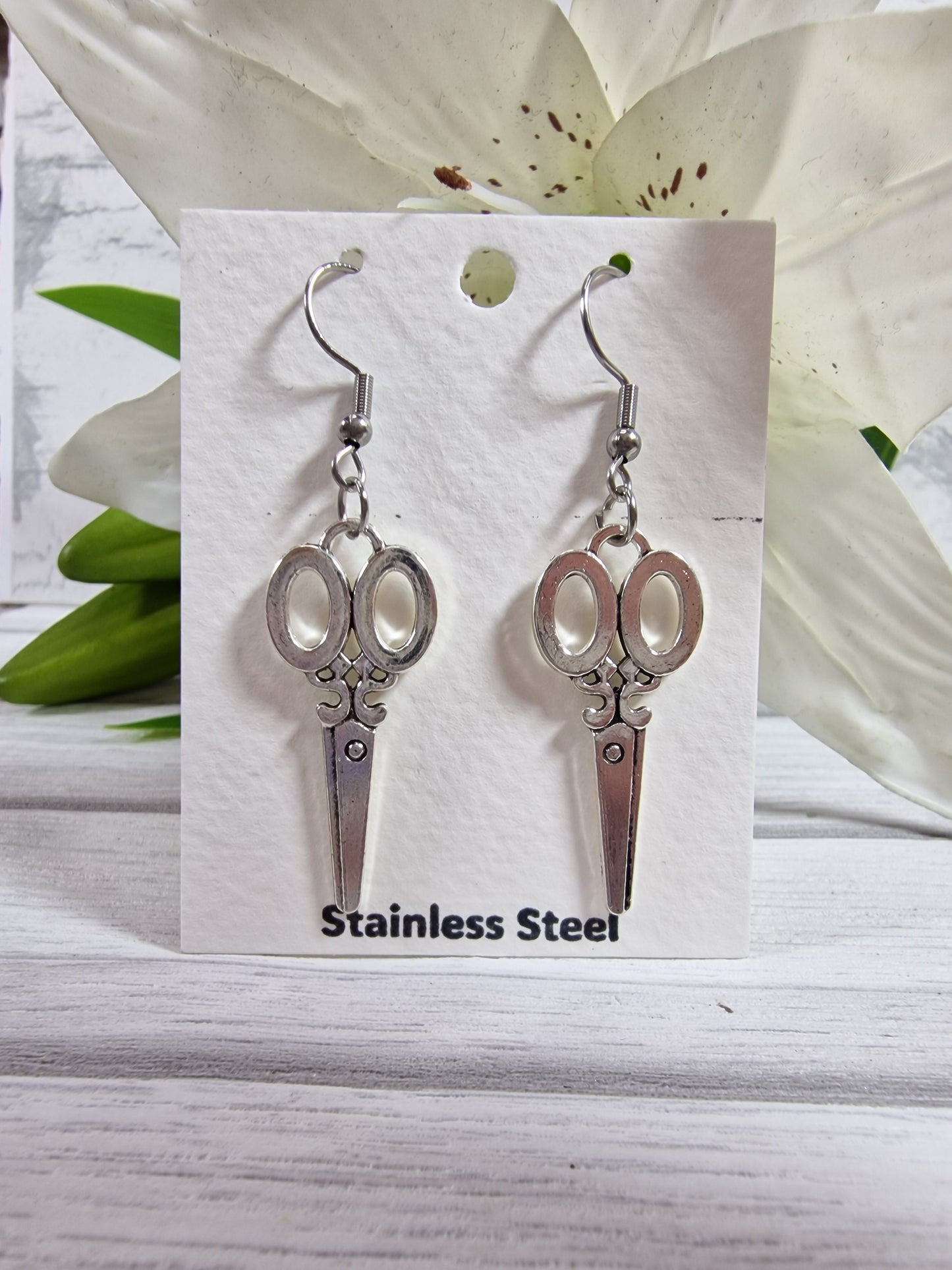 Decorative Scissor Silver Colour Earring pair (select option)