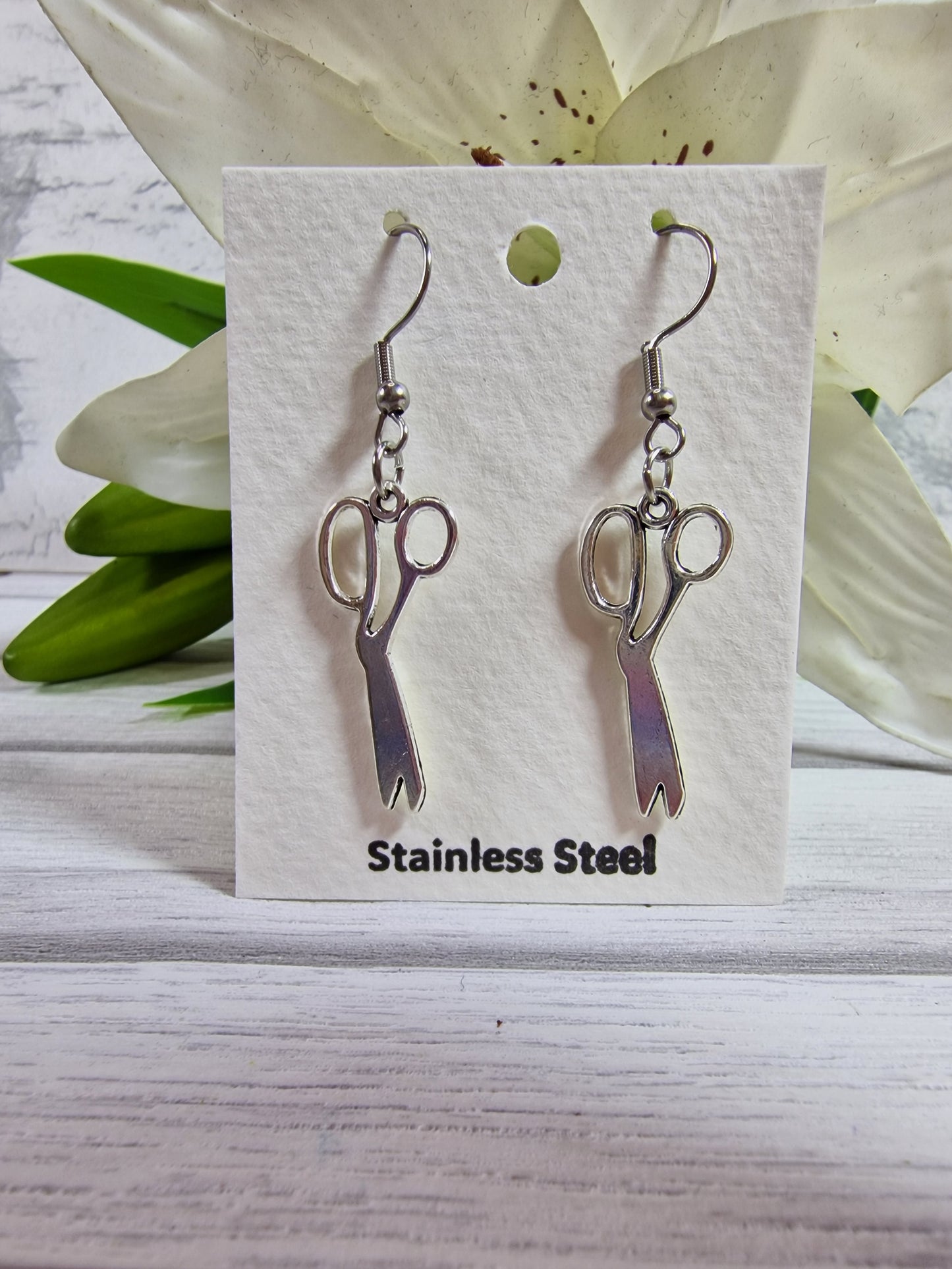 Decorative Scissor Silver Colour Earring pair (select option)