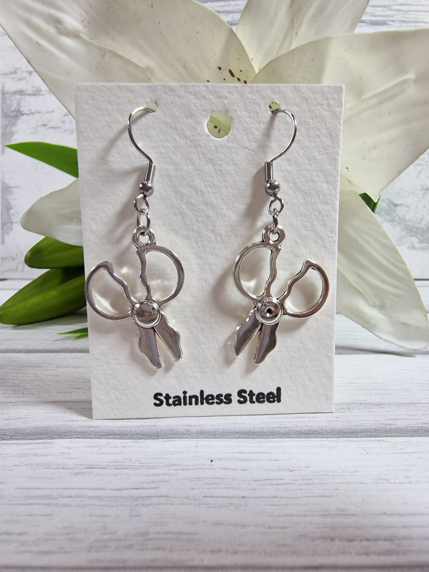 Decorative Scissor Silver Colour Earring pair (select option)