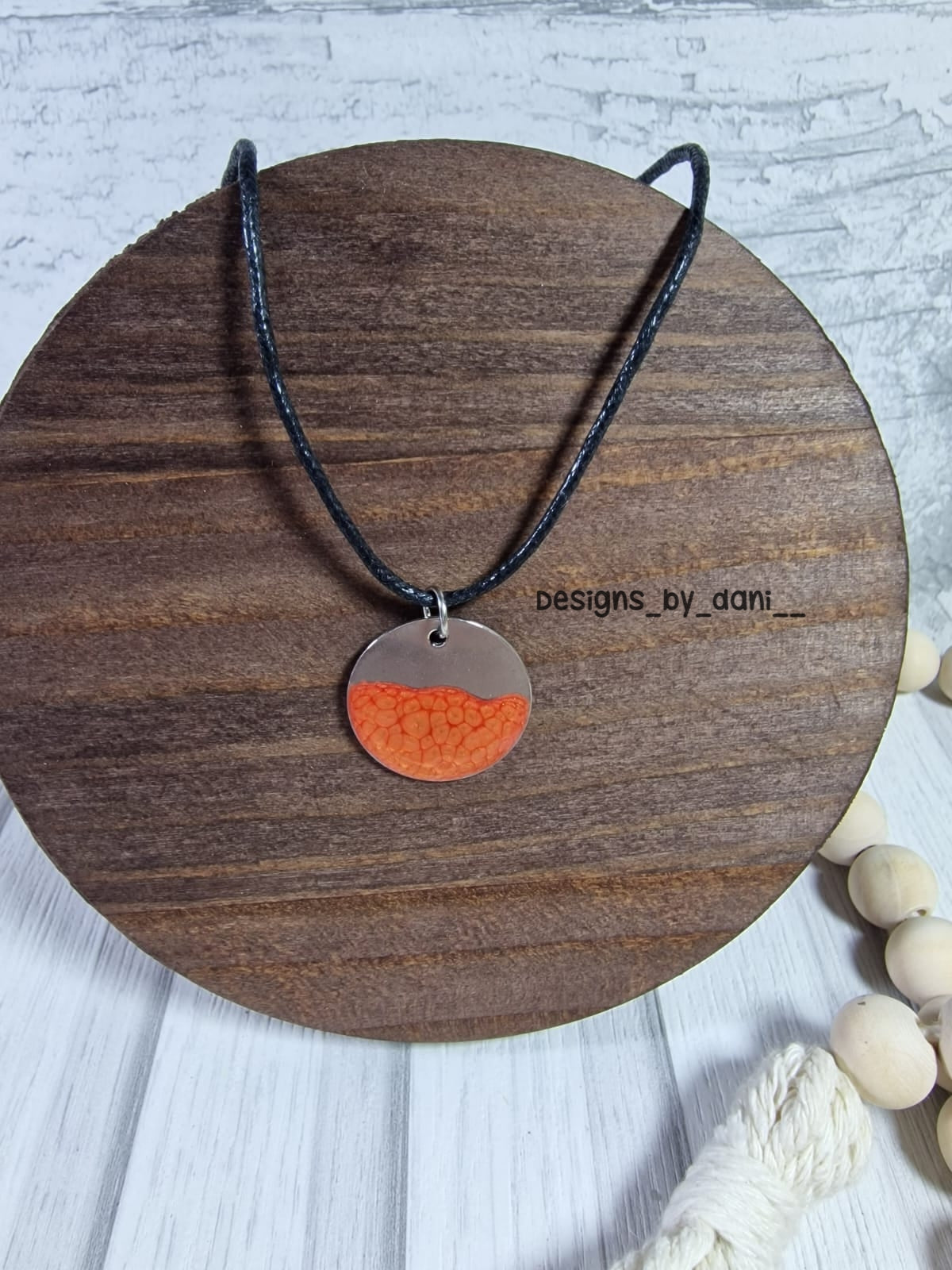 Round Orange Half tone necklace