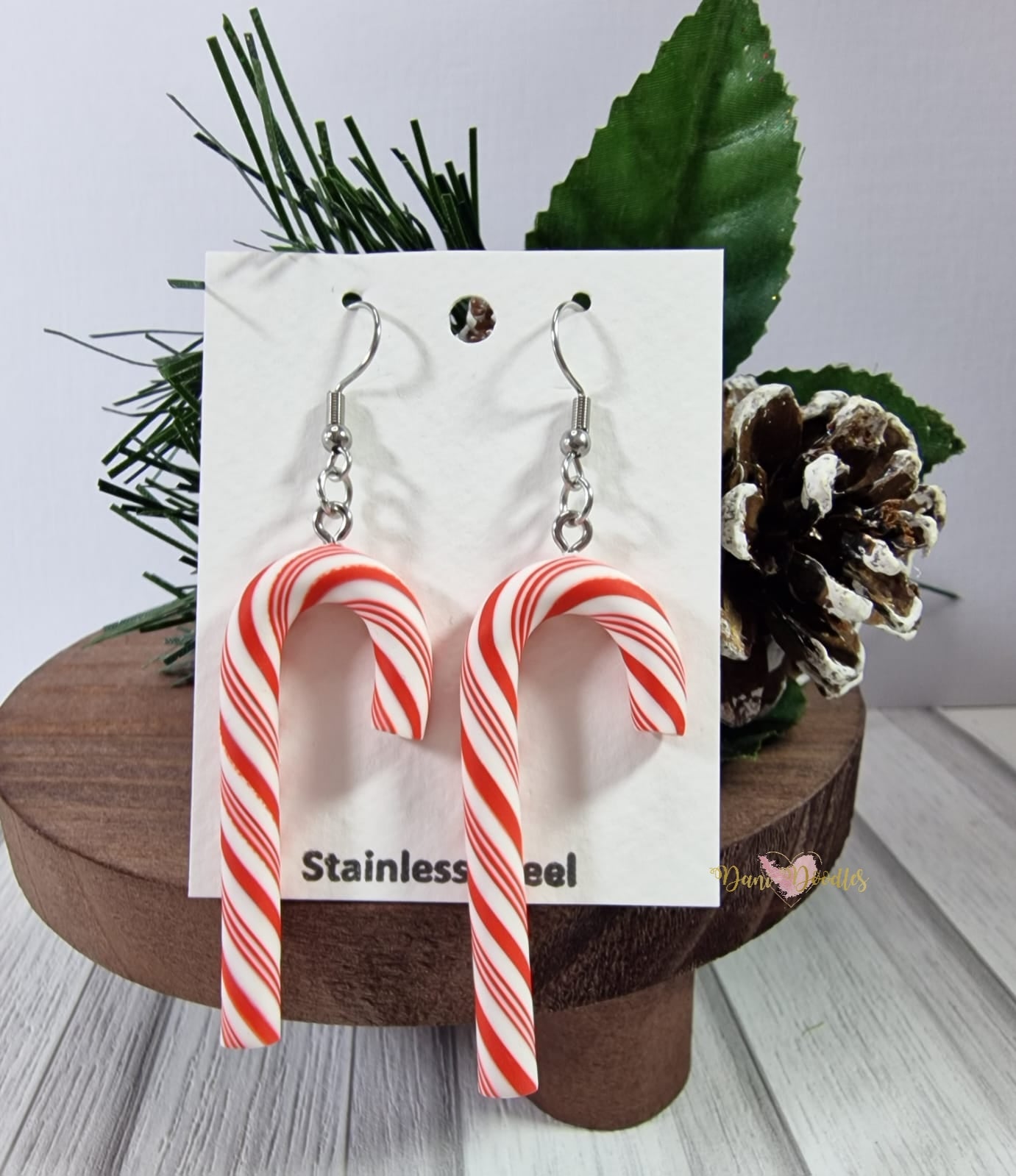 Earring pair Candy Cane  (select colour)