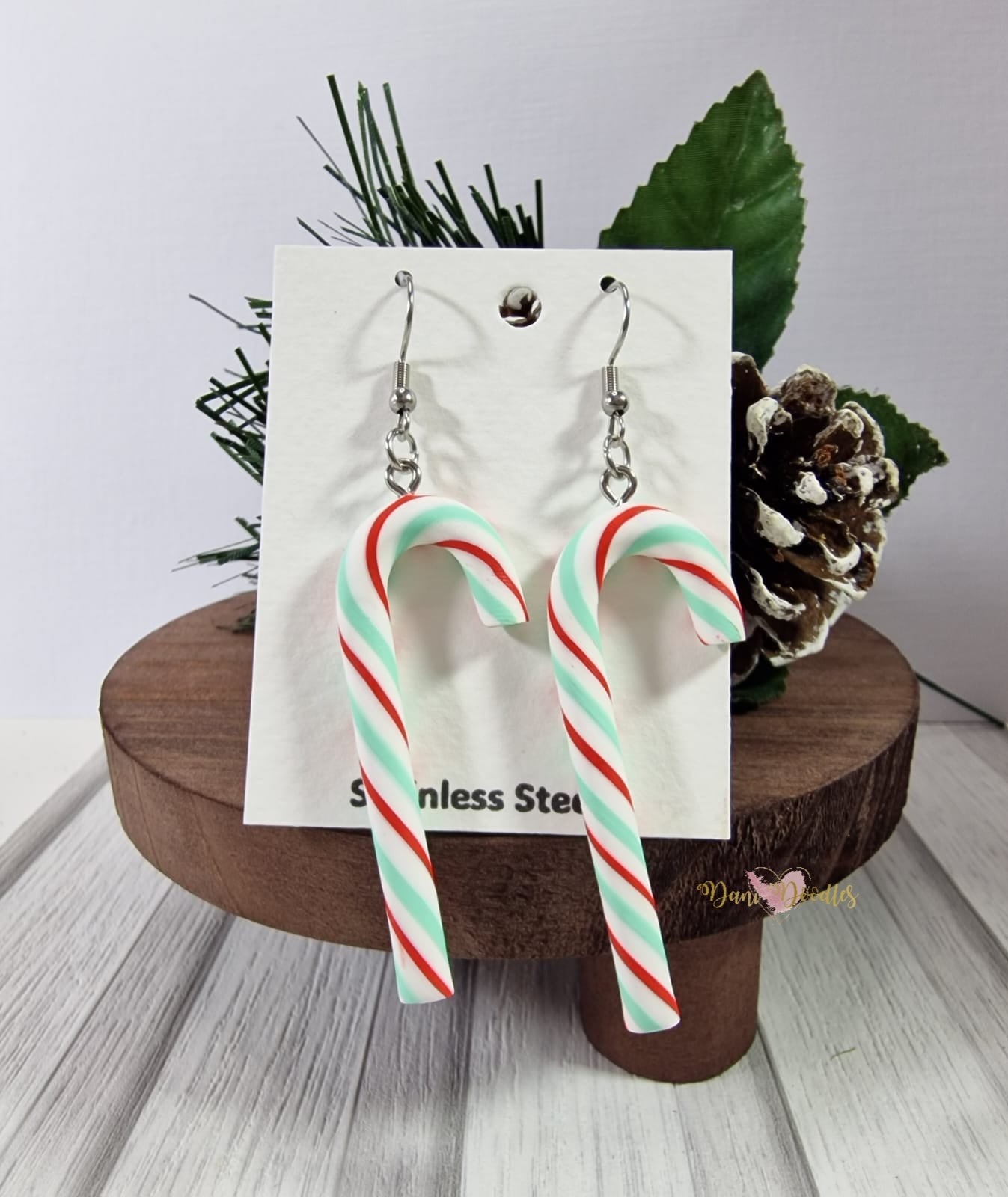 Earring pair Candy Cane  (select colour)