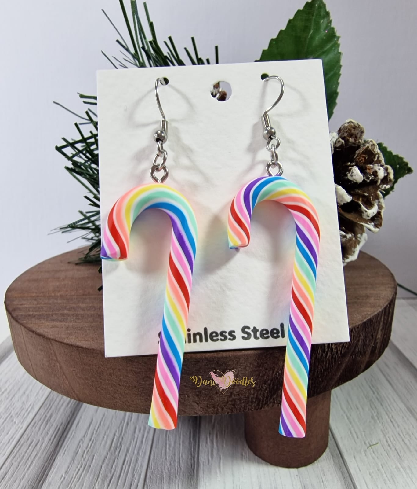 Earring pair Candy Cane  (select colour)