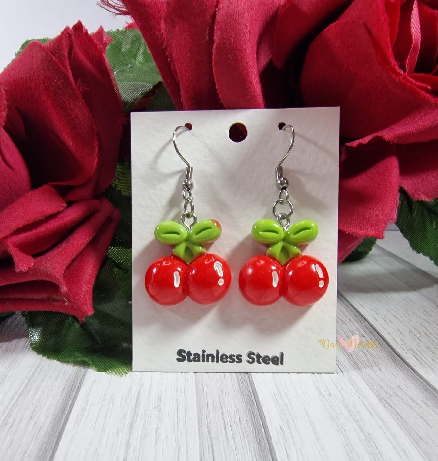 Earring Pair Cherry Resin