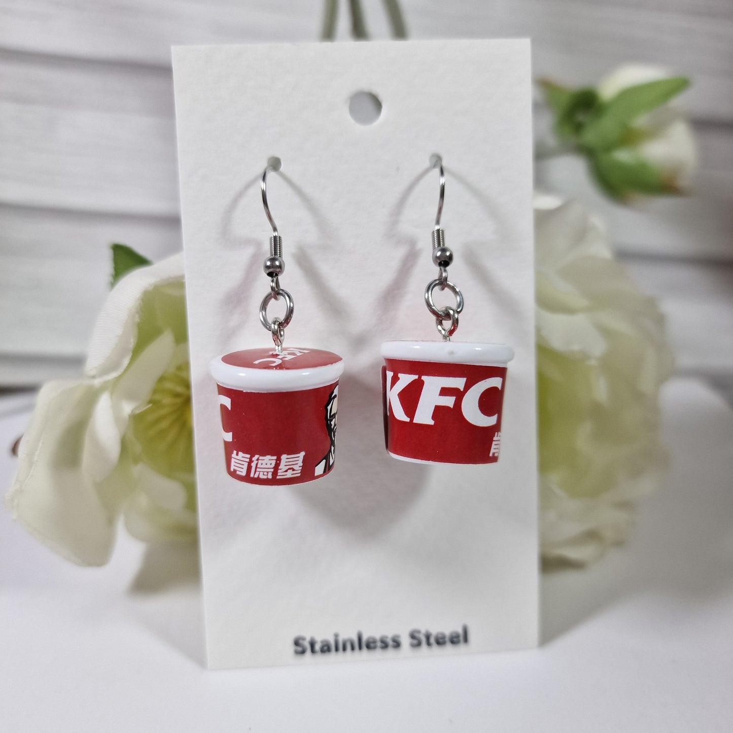 Earring Pair Fast Food Chicken Bucket